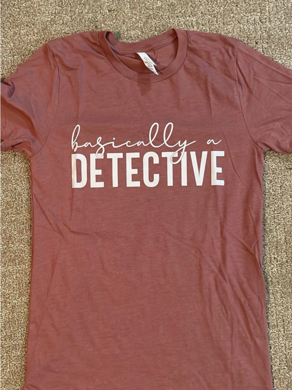 Bella Canvas Mauve 'Basically a Detective' Short Sleeve Tee